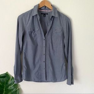 Banana Republic Button Down Pleated Front Blouse Size XS Blue